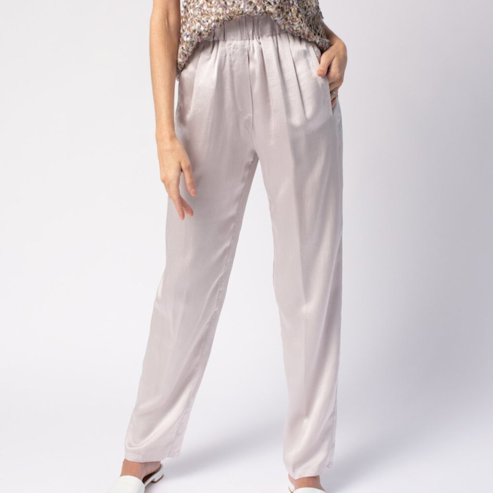 FORTE FORTE Satin Silk Pants in Pearl